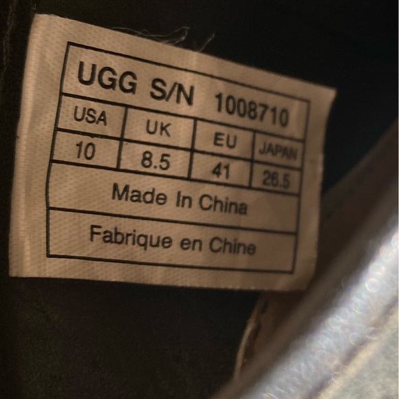 UGG Penelope Black Leather Sherpa Insole Ankle Boot SZ 10 - Picture 14 of 15